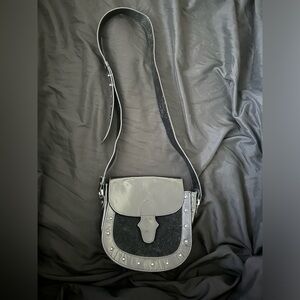 Black Leather Crossbody Saddle Bag